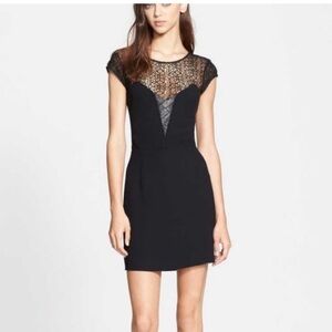 The Kooples Lace & Leather Mini Dress Black Size XS Whimsigoth Dark Romance Grad